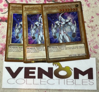 3x (M/NM) - Elemental HERO Neos - MGED-EN004 - Gold Rare - 1st Edition YuGiOh-image