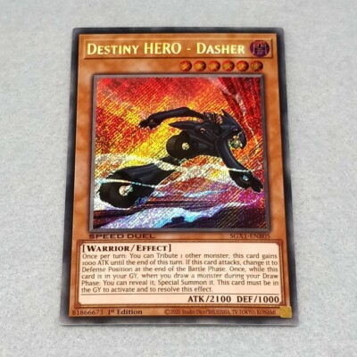 1x Yugioh Destiny HERO - Dasher SGX1 1st Edition Secret Rare Card NM-image