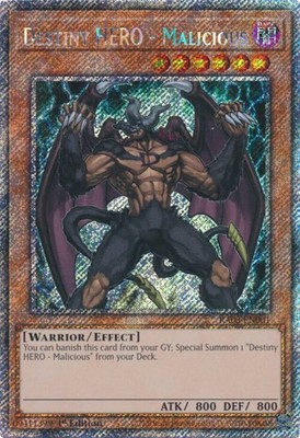 Near Mint x 1 Destiny HERO - Malicious - RA03-EN001 - Platinum Secret Rare - 1st-image