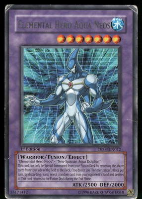 Yugioh! Elemental Hero Aqua Neos DP03-EN012 Rare 1st Ed DMG'd-image