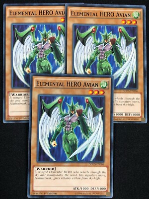 YUGIOH ELEMENTAL HERO AVIAN SDHS-EN006 1ST COMMON X3 (NM)-image