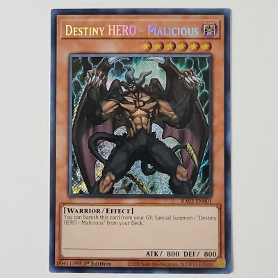 Destiny HERO - Malicious - RA03-EN001 - NM - Secret Rare - 1st ed-image