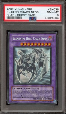 Yu-Gi-Oh! Elemental Hero Chaos Neos Unlimited Ghost Rare GLAS-EN036 PSA 8-image