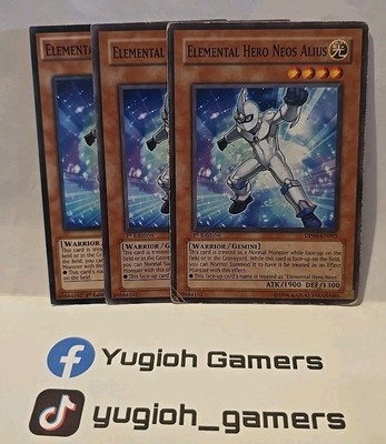 YUGIOH ELEMENTAL HERO NEOS ALIUS X3 COMMON HEAVY PLAYED DIFFERENT SETS -image