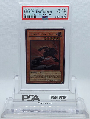 YUGIOH POTD-EN017 DESTINY HERO DASHER ULTIMATE RARE HOLO PSA 8 NM-MT #64937876-image
