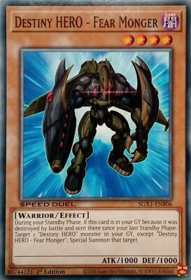 SGX1-ENB06 DESTINY HERO - FEAR MONGER COMMON 1ST EDITION YuGiOh CARD-image