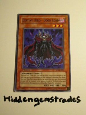 Yugioh! Destiny Hero - Doom Lord EOJ-EN001 Common 1st Ed Near Mint!!-image