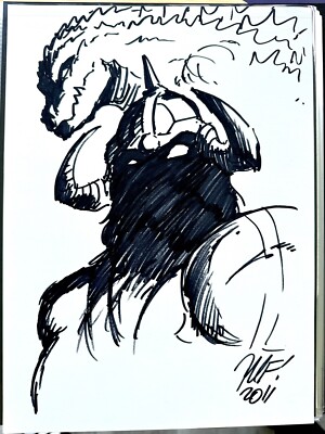 Death Dealer & Godzilla by Matt Frank Original Comic Art (Frazetta Fantasy)-image