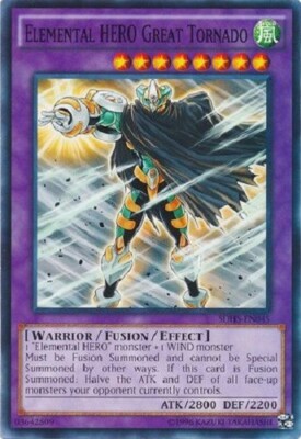Yugioh - Elemental HERO Great Tornado - NM - Free  Holographic Card-image