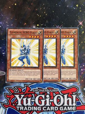 GENF-EN090 x3 Elemental Hero Flash Common Playset Yugioh-image