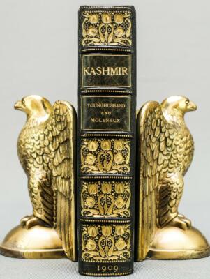 1909 Kashmir by Younghusband First Edition Illustrated Color Plates Leather Rare-image