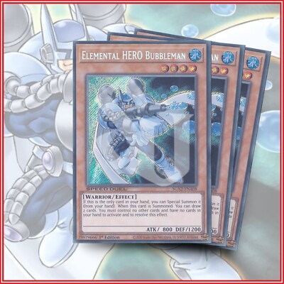 YuGiOh Elemental HERO Bubbleman SGX2-ENA08 x3 Secret Rare 1st Ed Midterm Paradox-image