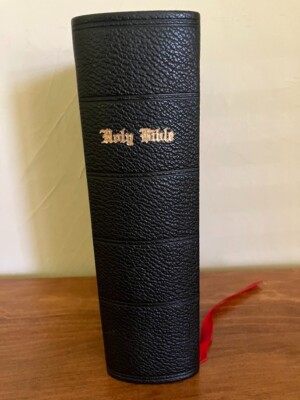 Holy Bible RSV Red Letter References Helps Black Leather Tabs Illustrated 1949-image
