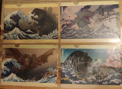 Godzilla Ghidorah TOHO Ukiyo-e art folder set Made in Japan!-image