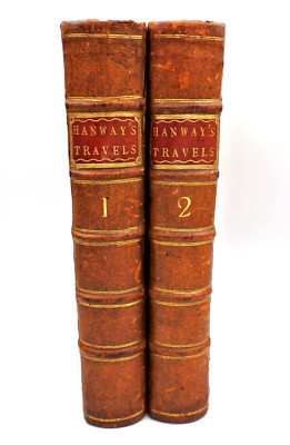 BRITISH TRADE OVER THE CASPIAN SEA 1762 Two Volumes Full Leather Bindings Maps-image