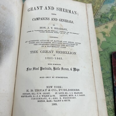 1865 Civil War GRANT & SHERMAN Campaigns & Generals HON HEADLEY Maps and Battles-image
