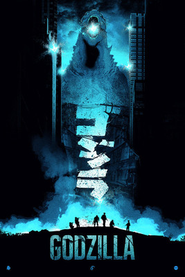 GODZILLA (blue) by Patrick Connan Movie Poster Print Mondo Art MINT-image