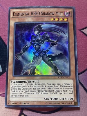YUGIOH TCG ELEMENTAL HERO SHADOW MIST SDHS-EN001 SUPER 1ST EDITION Hp-image