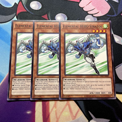 YUGIOH Elemental HERO Stratos x3 - DI01-AE002 COMMON - Asian-English PLAYSET-image
