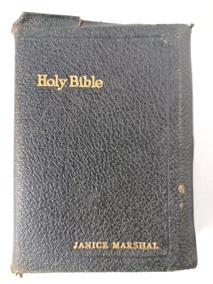 HOLY BIBLE KJV Self Pronouncing 1950's National Bible Press Genuine Leather VTG-image