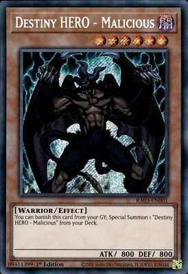 Destiny HERO - Malicious - Secret Rare 1st Edition RA03-EN001 - NM - YuGiOh-image