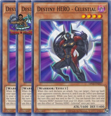 Yugioh! 3x Destiny HERO - Celestial OP18-EN017 Common NM-image