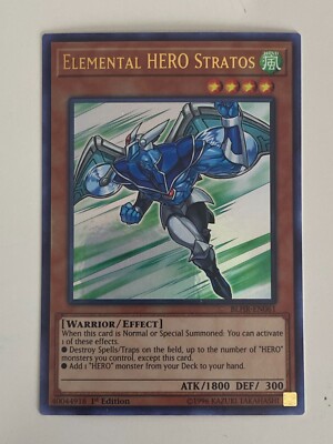 Yugioh - Elemental HERO Stratos - 1st Edition Ultra Rare NM - Free Holo Card-image