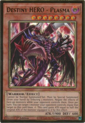 Yu-Gi-Oh Card - MGED-EN007 - DESTINY HERO - PLASMA (premium gold rare holo) NM/M-image