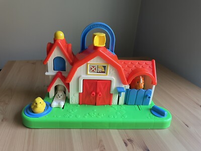 Vintage 1987 Fisher White Farm Barn Animal Sound Activity Center Toy So Cute!-image