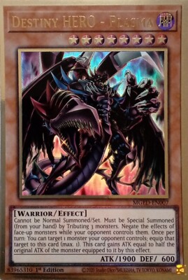 MGED-EN007 DESTINY HERO - PLASMA PREMIUM GOLD RARE 1ST EDITION YuGiOh CARD-image