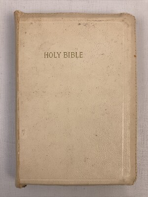 HOLY BIBLE KJV Maps White Zippered Vintage 1950s American Bible Society-image