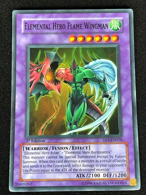 YUGIOH ELEMENTAL HERO FLAME WINGMAN DP1-EN010 1ST SUPER (LP)-image