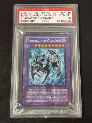 Yugioh PSA 10 Elemental Hero Chaos Neos 1st Edition GLAS-EN036-image