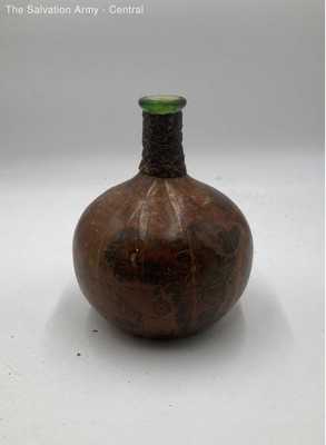 Collectible Multicolor Leather Bound Glass World Map Wine Bottle Decanter-image