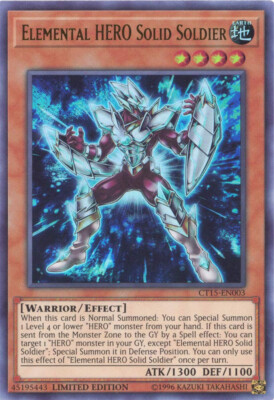 Yu-Gi-Oh 3x Elemental HERO Solid Soldier x3 CT15-EN003 Ultra Rare Limited Ed! NM-image