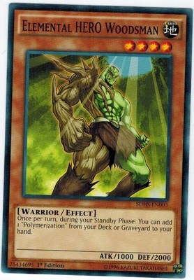 3 x Elemental HERO Woodsman - SDHS-EN003 - Common - 1st Edition Near Mint, Engli-image