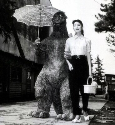 Godzilla Behind the Scene Lunch Mouse Pad Vintage Photo 1956 Classic Monster-image