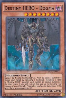 Yugioh - Destiny HERO - Dogma - 1st Edition Super Rare NM - Plus Free Holo Card-image