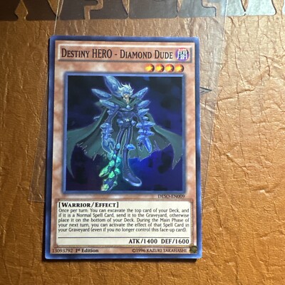 YU GI OH! DESTINY HERO- DIAMOND DUDE-DESO-EN009- 1ST EDITION- SUPER RARE NM-image