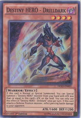 Yu-Gi-Oh Card - DESO-EN001 - DESTINY HERO - DRILLDARK (super rare holo) - NM/M-image
