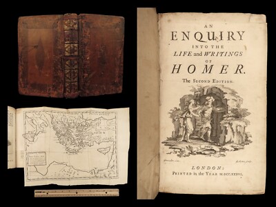 1736 HOMER Greek Poetry Iliad Odyssey MAP Scottish Enlightenment Blackwell-image