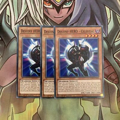 LEHD-ENA05 x3 Destiny HERO - Celestial Common Excellent Condition Yugioh-image