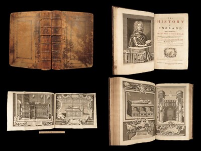 1732 Rapin de Thoyras History of England Norman Conquest Elizabeth HUGE MAPS 2v-image