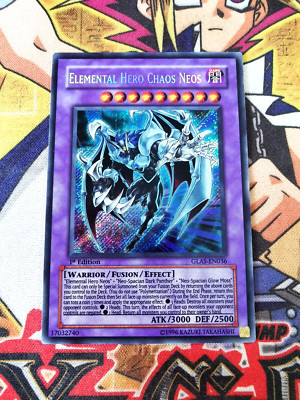 Elemental Hero Chaos Neos glas-en036 1st Edition (MP/HP) Secret Rare Yu-Gi-Oh!-image