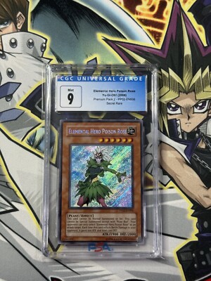 2008 Yu-Gi-Oh! Secret Rare Misprint Elemental Hero Poison Rose PP02 PSA MINT 9-image