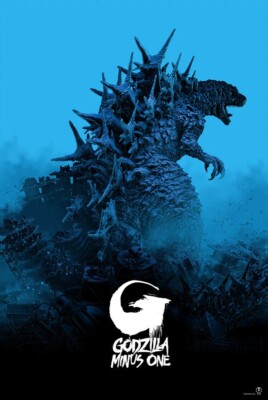Godzilla Minus One #30/100 Blue Variant Screen Print Poster BNG mondo bottleneck-image