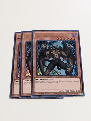 Yugioh! 3x Destiny HERO - Malicious RA03-EN001 Ultra Rare 1st Ed NM-image
