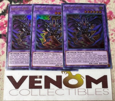3x (M/NM) Destiny HERO - Dangerous BLHR-EN063 Ultra Rare 1st Edition YuGiOh-image
