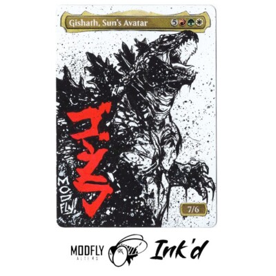 Hand Painted Godzilla Gishath, Sun's Avatar Modfly Alters Ink'd-image