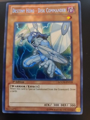 YuGiOh Destiny Hero Disk Commander Secret Rare LCGX-EN133 1st Edition NM-image